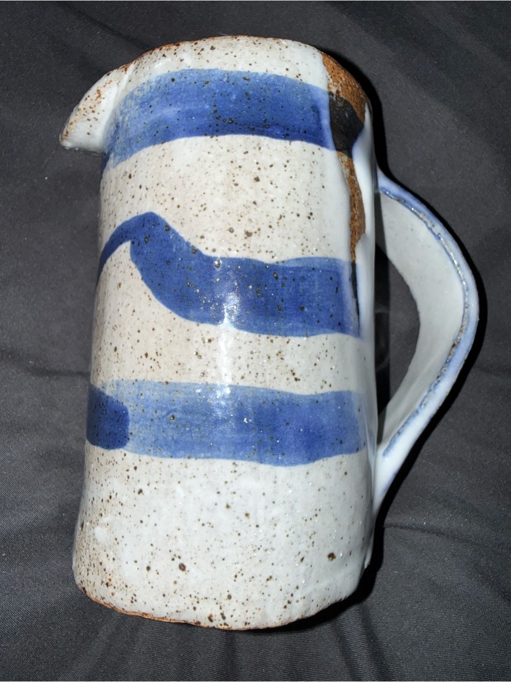 Handcrafted Blue Stripe stoneware Pitcher